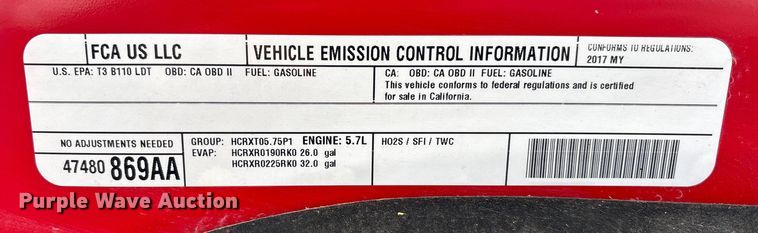 image for item DU6965 2017 RAM 1500 Ext. Cab pickup truck