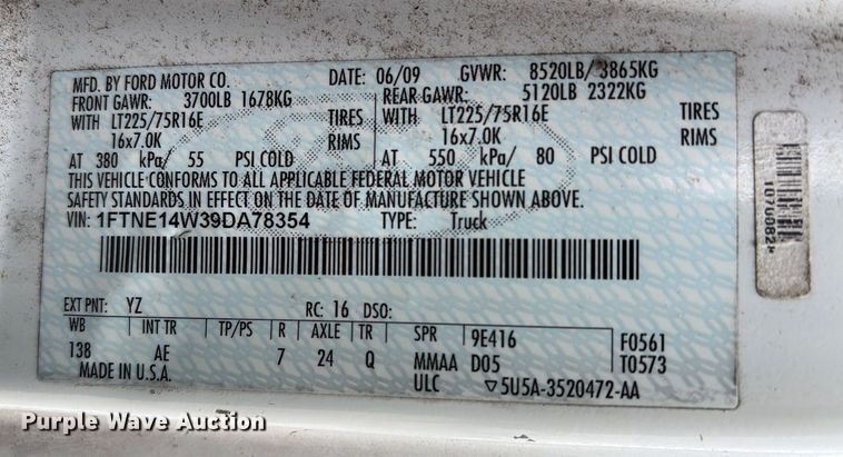 image for item EA7126 2009 Ford E150 van