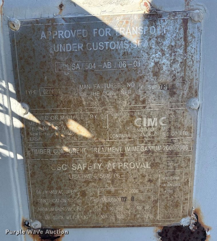 image for item EA7191 2006 CIMC 021N512 shipping container