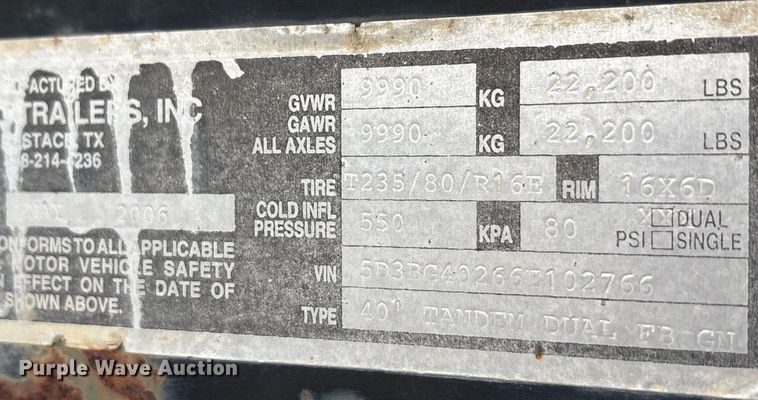 image for item EA7839 2006 Legend equipment trailer