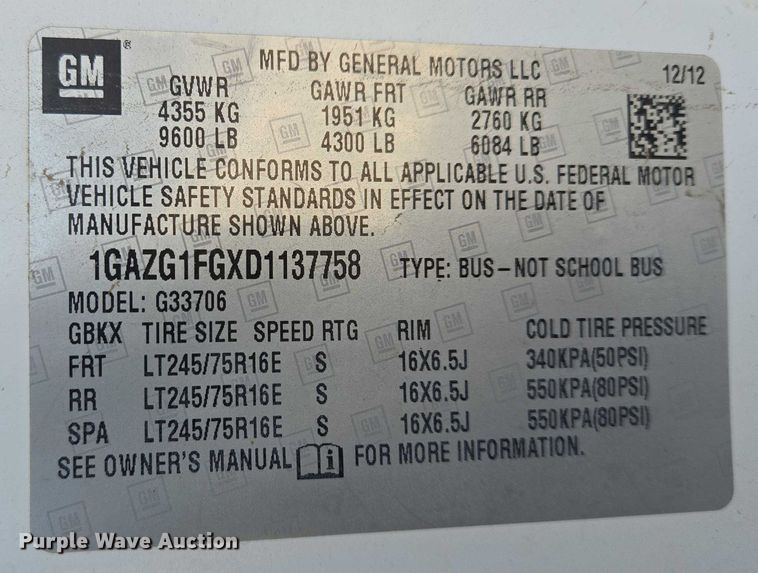 image for item EB1264 2013 Chevrolet Express 3500 van