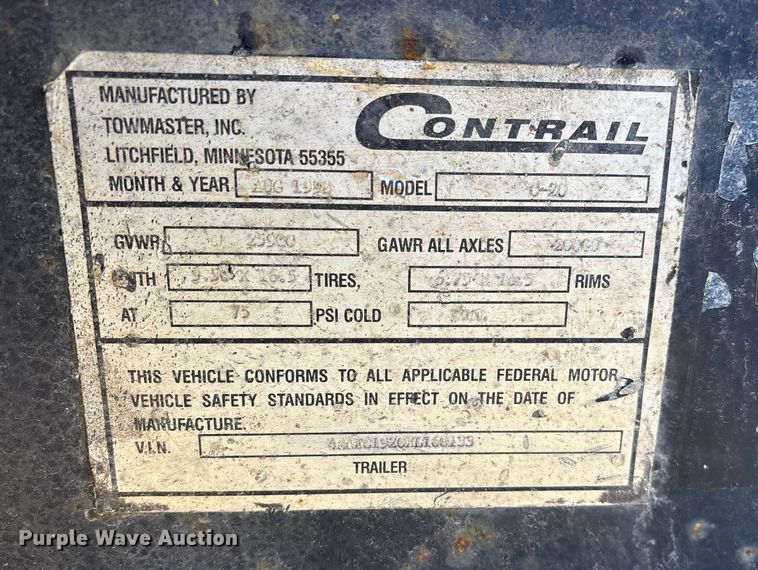 image for item ED2472 1999 Towmaster C-20 equipment trailer