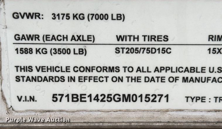 image for item ED5042 2016 Lark United VT714TA enclosed cargo trailer