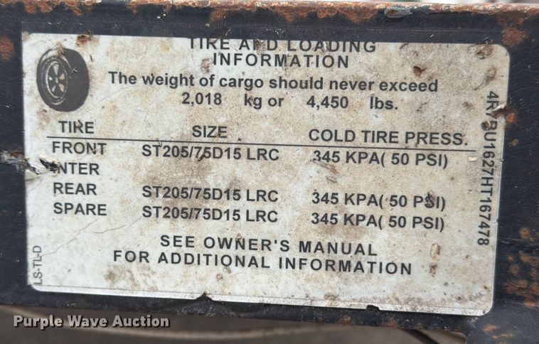 image for item ED5043 2017 Top Hat Industries EP16X6.5-6E-C utility trailer