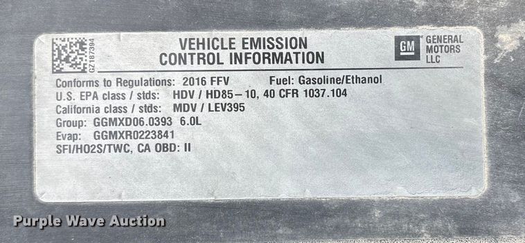 image for item ED5097 2016 Chevrolet 2500HD Ext. Cab pickup truck