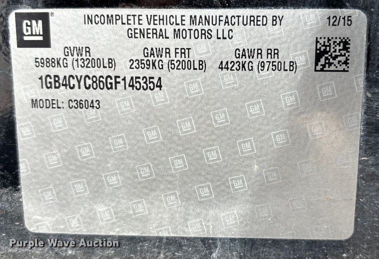 image for item ED5103 2016 Chevrolet Silverado 3500HD Crew Cab flatbed pickup truck