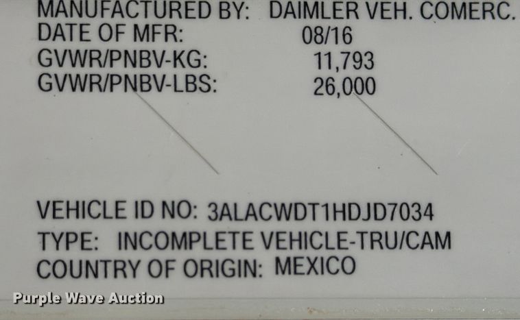 image for item ED5118 2017 Freightliner M2 box truck