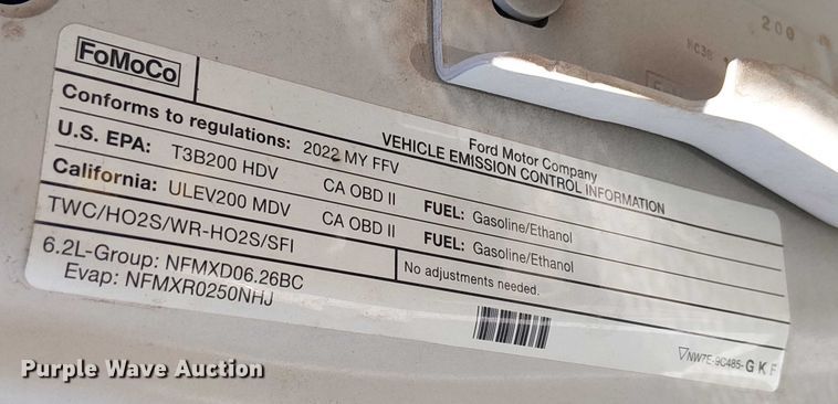 image for item EE5112 2022 Ford F250 Super duty XLT Ext. Cab pickup truck