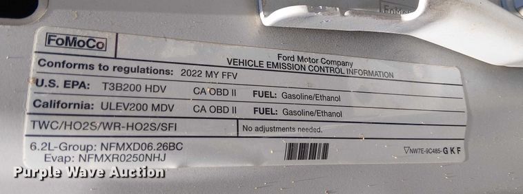 image for item EE5113 2022 Ford F250 Super Duty XLT Ext. Cab pickup truck