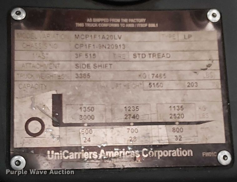 image for item EE5121 2016 UniCarriers CFS40 forklift