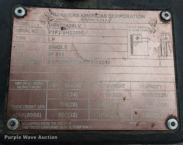 image for item EE5129 2017 UniCarriers PF50 forklift