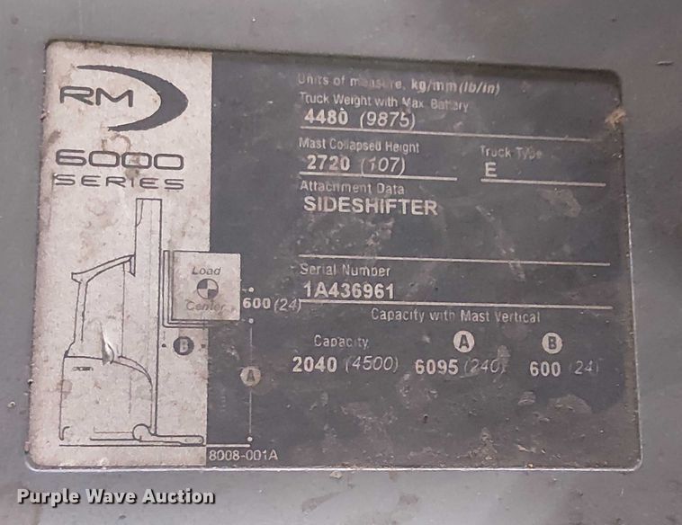 image for item EE5130 2015 Crown RM6025-45 reach truck