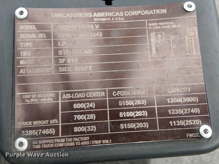 image for item EE5131 2017 UniCarriers CFS40 forklift