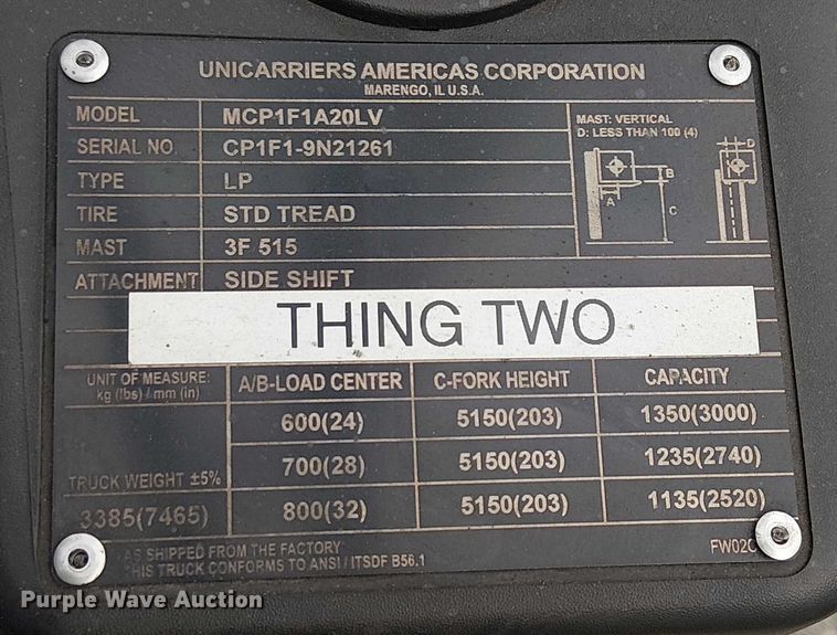 image for item EE5132 2017 UniCarriers CFS40 forklift