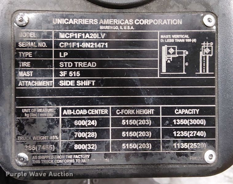 image for item EE5134 2017 UniCarriers CFS40 forklift