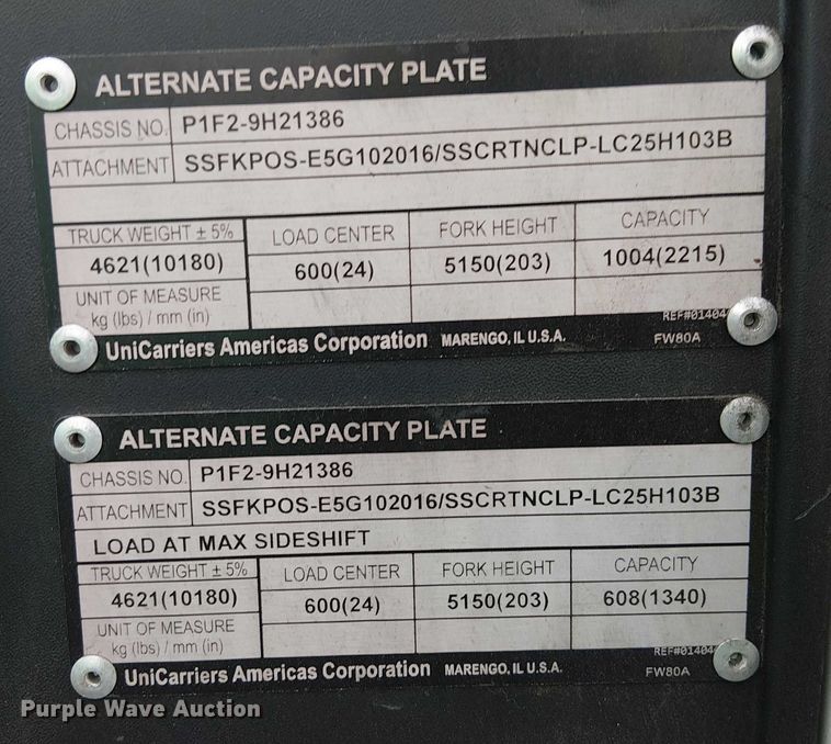 image for item EE5135 2016 UniCarriers PF50 forklift