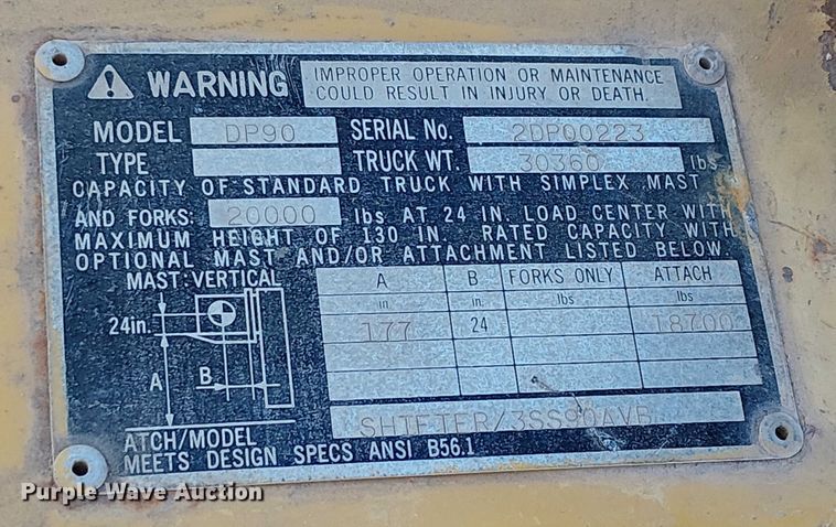 image for item EE5150 1998 Caterpillar DP90 forklift