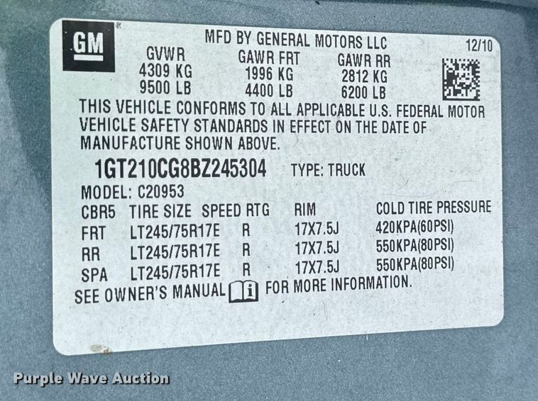 image for item EF2370 2011 GMC Sierra 2500HD Ext. Cab pickup truck