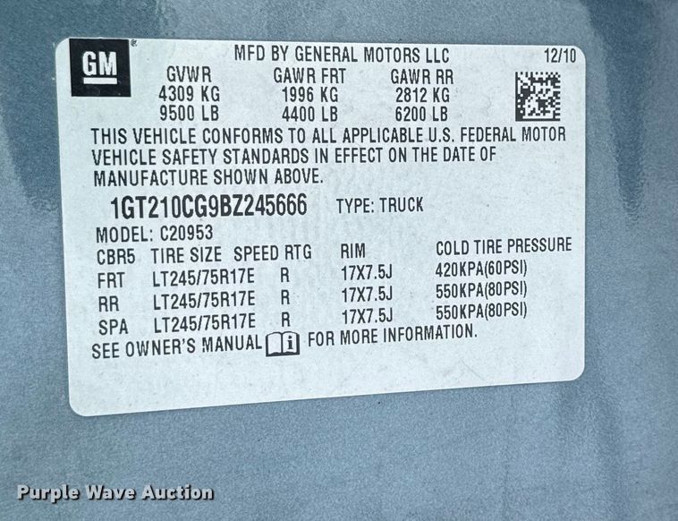 image for item EF2371 2011 GMC Sierra 2500HD Ext. Cab pickup truck