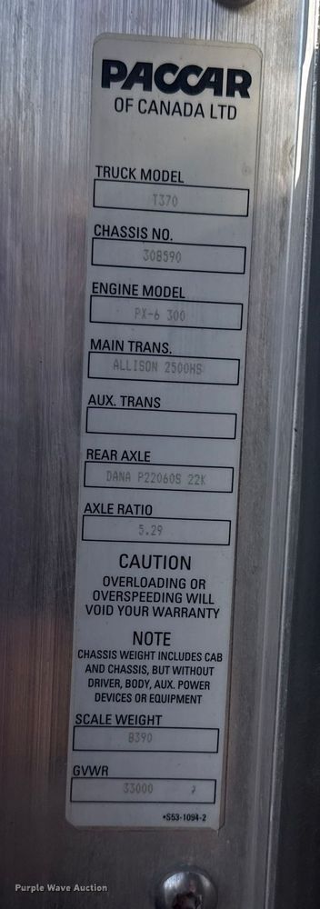 image for item EG1939 2012 Kenworth T370 delivery truck