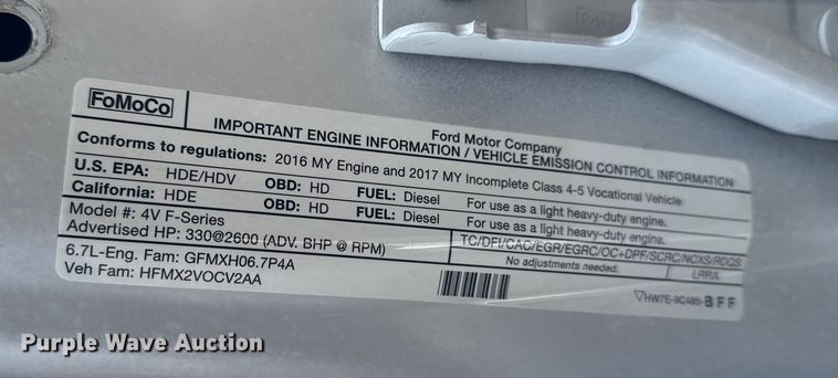 image for item EG1998 2017 Ford F550 Super Duty XL box truck