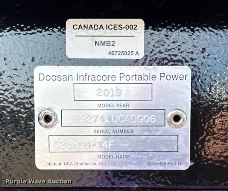 image for item EG2002 2019 Doosan Portable Power Infracore generator