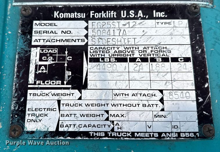 image for item EG2014 Komatsu FG25ST-12 forklift