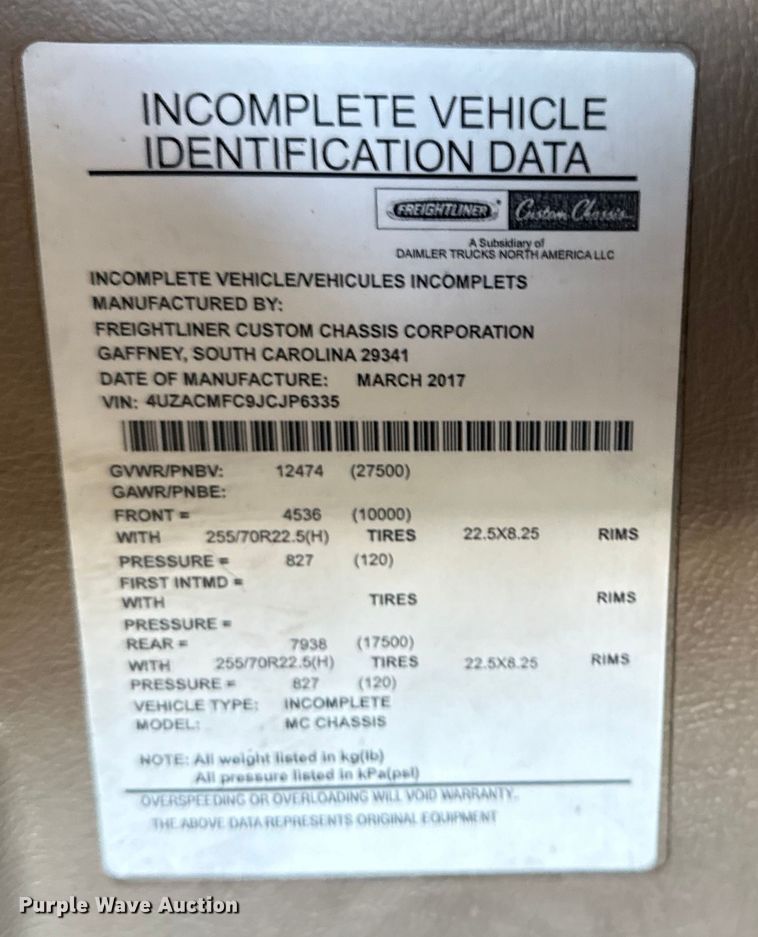 image for item EG2026 2017 Winnebago mobile medical unit