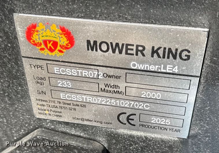 image for item EN0271 2025 Mower King skid steer tiller