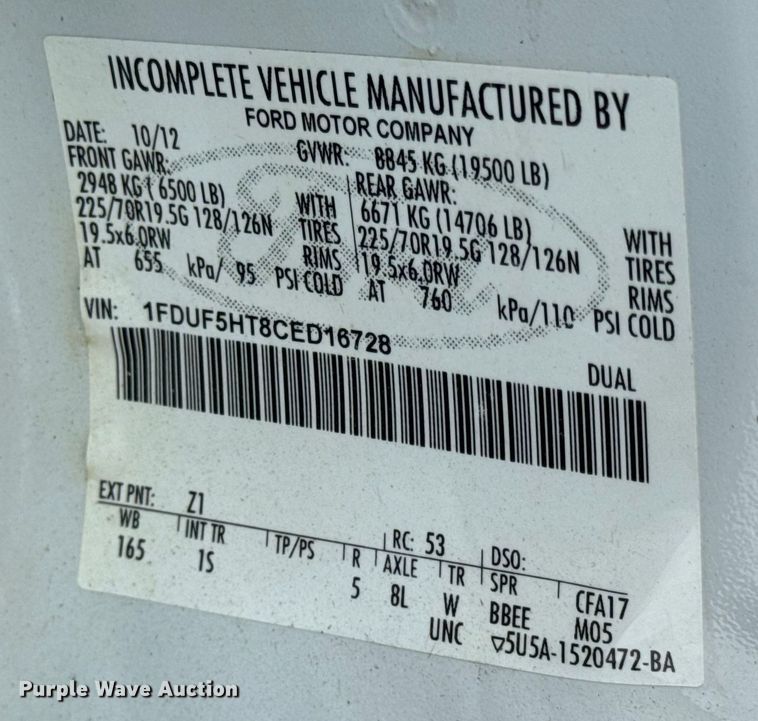 image for item EN0757 2012 Ford F550 utility / service truck