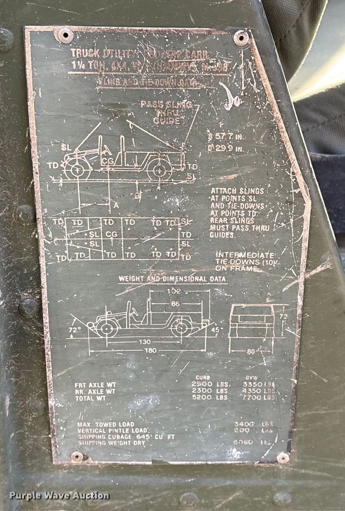 image for item EN5918 1993 AM General M998 HMMWV SUV