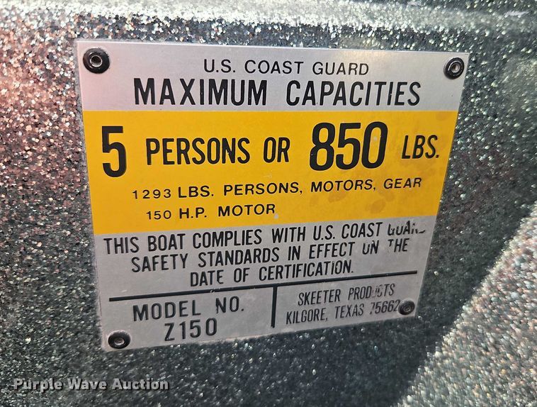 image for item EO4922 1993 Skeeter Z150 boat