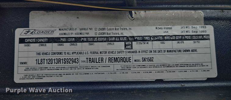 image for item EO4922 1993 Skeeter Z150 boat