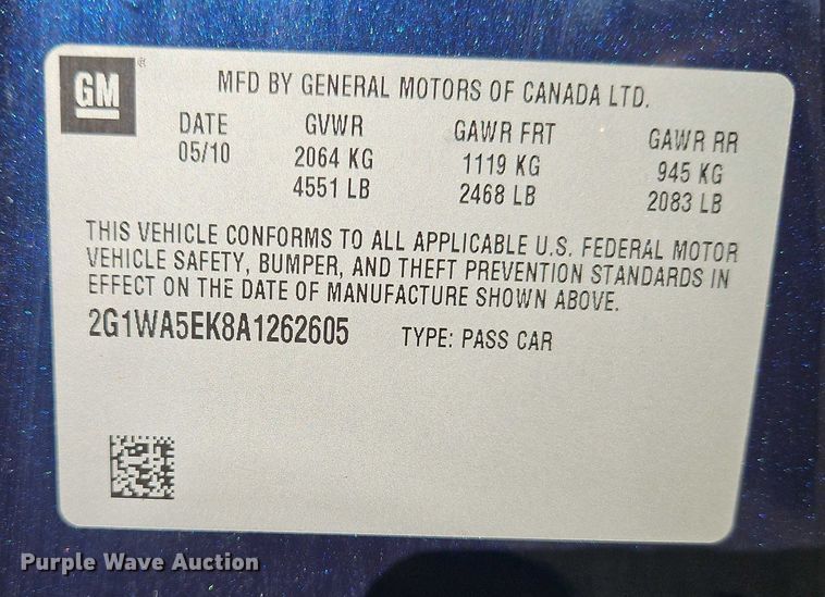 image for item EO4923 2010 Chevrolet Impala Passenger Vehicle