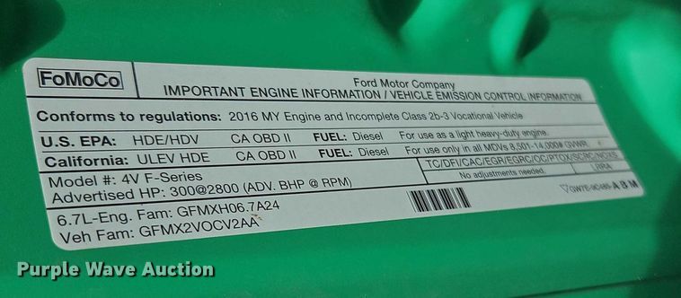 image for item EO4929 2016 Ford F350 flatbed pickup truck