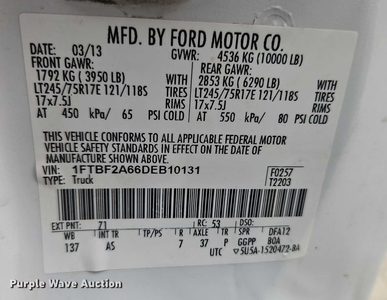 image for item EO4931 2013 Ford F250 Super Duty pickup truck