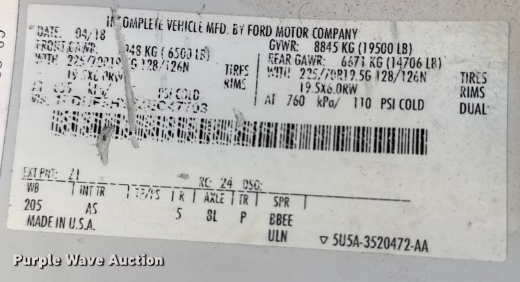 image for item EP2839 2018 Ford F550 Super Duty XL flatbed truck