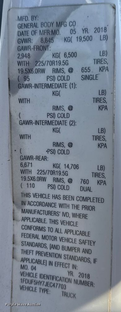 image for item EP2839 2018 Ford F550 Super Duty XL flatbed truck