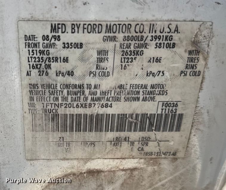 image for item ER0401 1999 Ford F250 Super Duty pickup truck