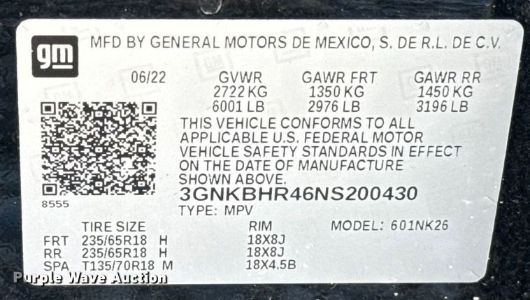 image for item ES5700 2022 Chevrolet Blazer SUV