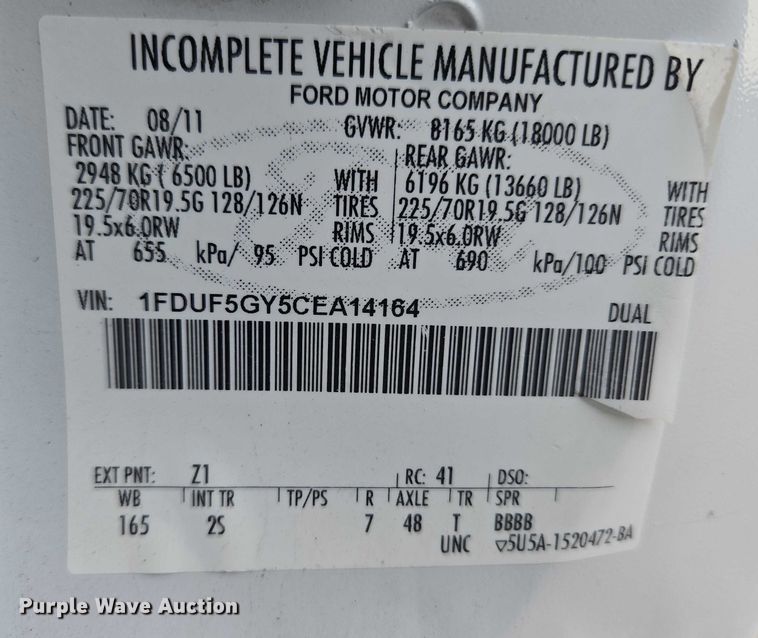 image for item ET1127 2012 Ford F550 Super Duty XL bucket truck