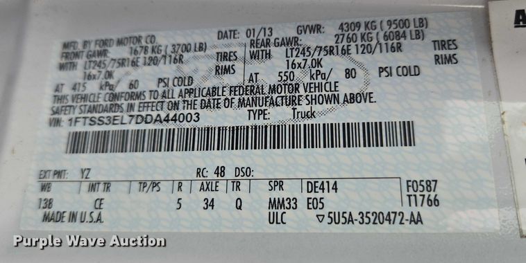 image for item ET1130 2013 Ford E350 van