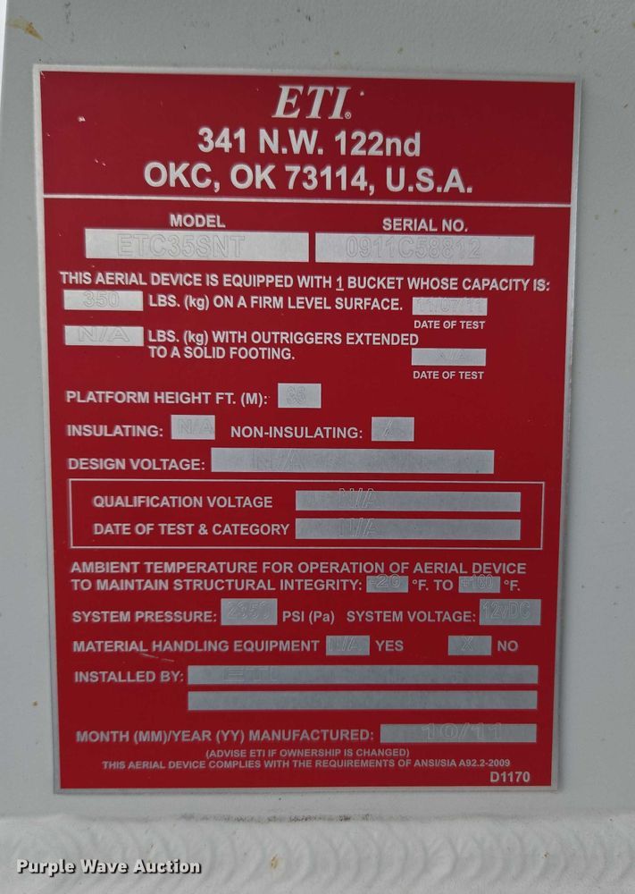 image for item ET1132 2012 Ford F550 Super Duty XL bucket truck