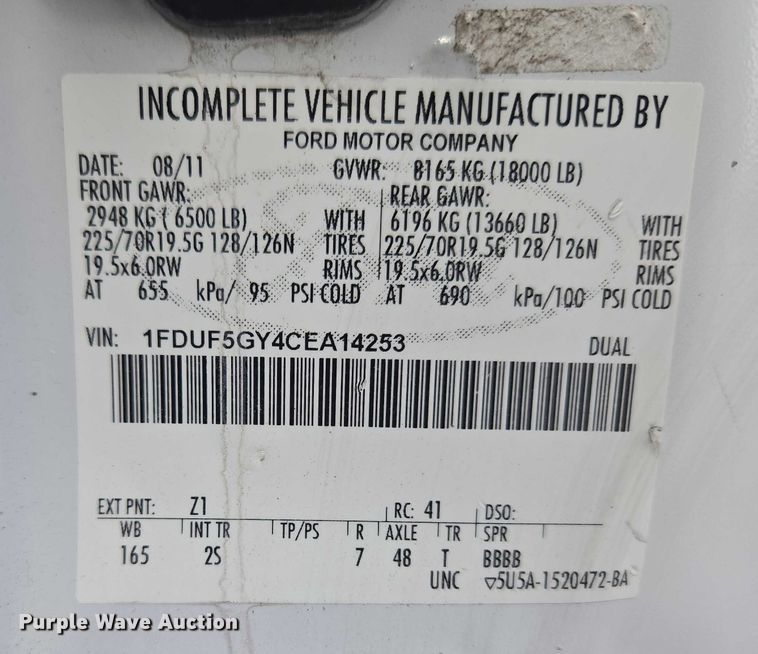 image for item ET1132 2012 Ford F550 Super Duty XL bucket truck