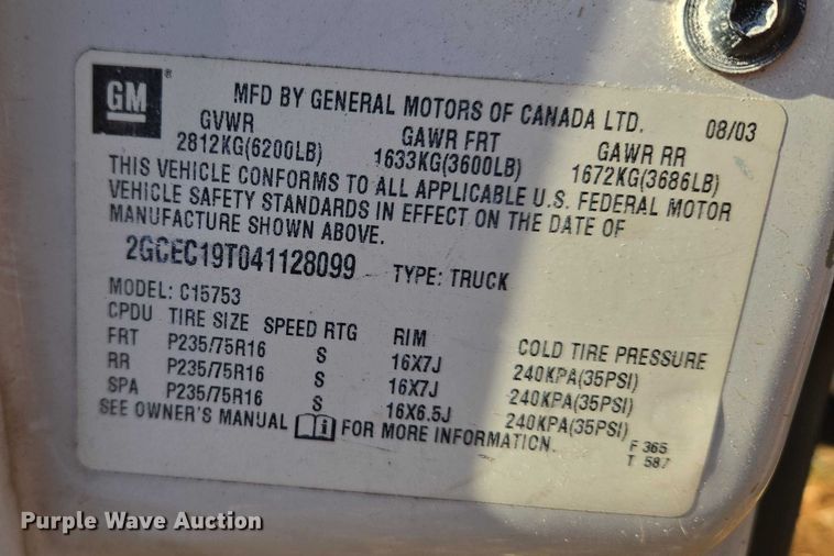 image for item ET1181 2004 Chevrolet Silverado 1500 Ext. Cab pickup truck