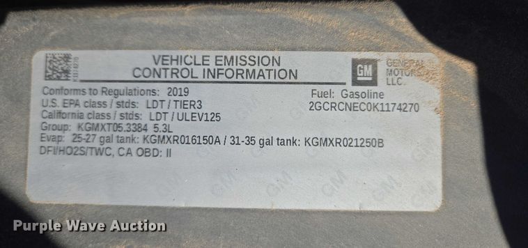 image for item ET1182 2019 Chevrolet Silverado 1500 Ext. Cab pickup truck