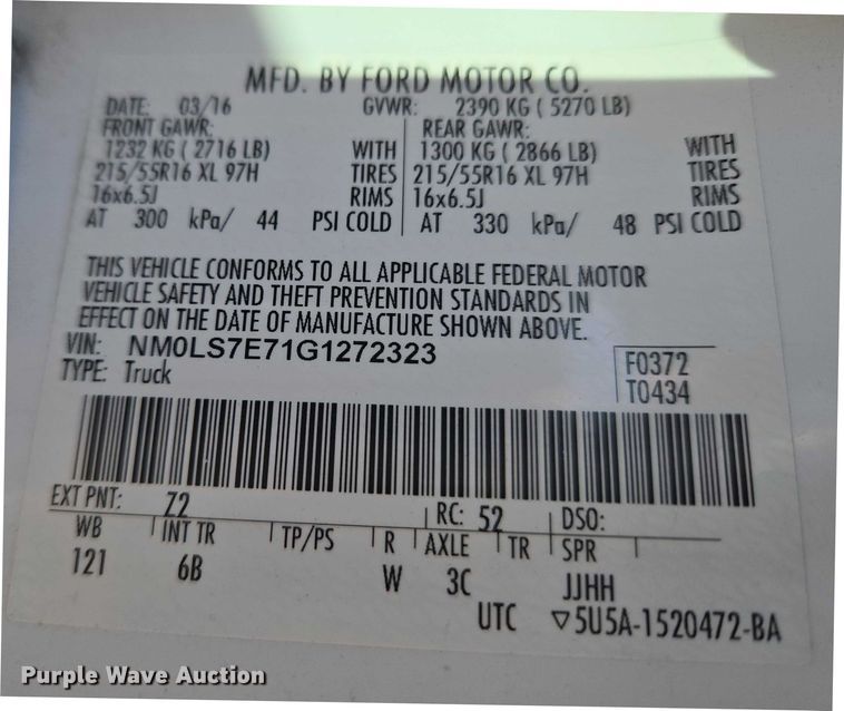 image for item ET1183 2016 Ford Transit Connect van