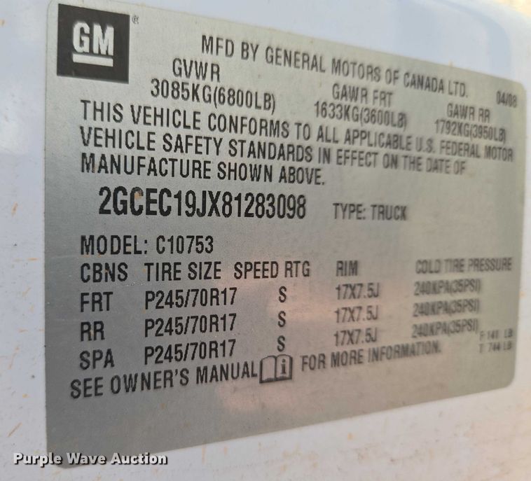 image for item ET1195 2008 Chevrolet Silverado 1500 Ext. Cab pickup truck