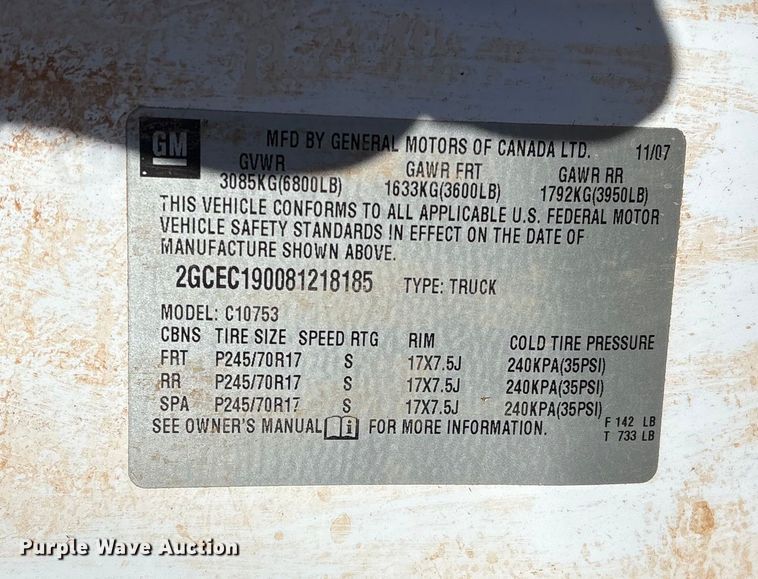 image for item ET1198 2008 Chevrolet Silverado 1500 Ext. Cab pickup truck