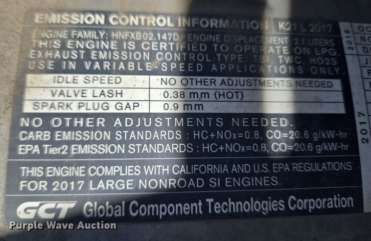 image for item ET1241 2018 UniCarriers PF50 forklift